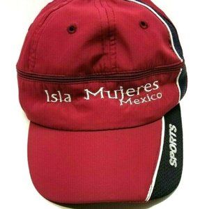 Isla Mujeres Mexico Sport Hat That unzips and Turns into a Visor Red Black (J7)